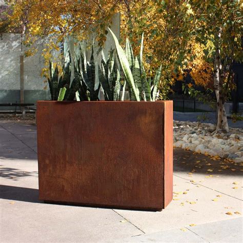 metallic series weathered steel planter box|Veradek Metallic Series Galvanized Steel Indoor/Outdoor Long .